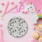 Gothic Animal Skull met Flowers Pattern Papieren Bordje (Feest)