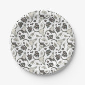 Gothic Animal Skull met Flowers Pattern Papieren Bordje (Voorkant)