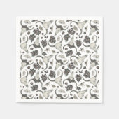 Gothic Animal Skull met Flowers Pattern Servet (Voorkant)