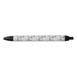 Gothic Animal Skull met Flowers Pattern Zwarte Inkt Pen