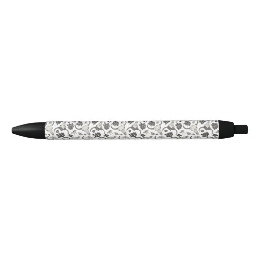 Gothic Animal Skull met Flowers Pattern Zwarte Inkt Pen (Voorkant)