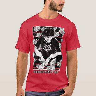 Gothic Anime Boy Gothic Japanse esthetische damp T-shirt