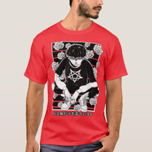 Gothic Anime Boy Gothic Japanse esthetische damp T-shirt