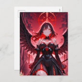 Gothic Anime Fallen Angel Red Moon Halloween Feestdagenkaart (Voorkant / Achterkant)