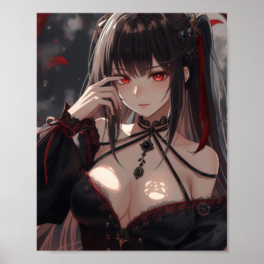 Gothic Anime Girl with Scarlet Eyes Poster (Voorkant)