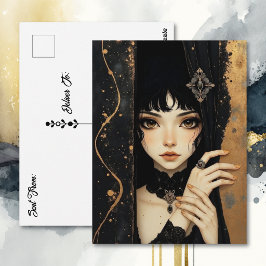 Gothic Anime Meisje | Contact houden Briefkaart