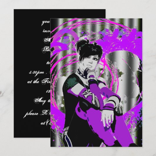 Gothic Anime Sweet 16 Kaart (Voorkant / Achterkant)