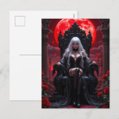 Gothic Anime Vampire Queen Red Moon Halloween Feestdagenkaart (Voorkant / Achterkant)