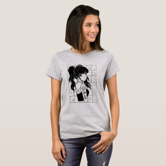 Gothic Anime Vrouw T-shirt (Voorkant volledig)