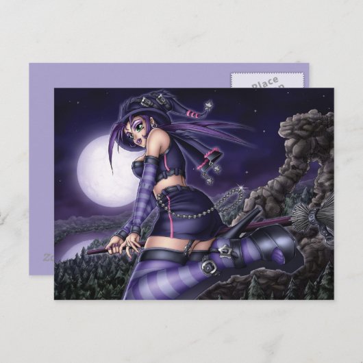 Gothic Anime Witch Briefkaart (Voorkant / Achterkant)