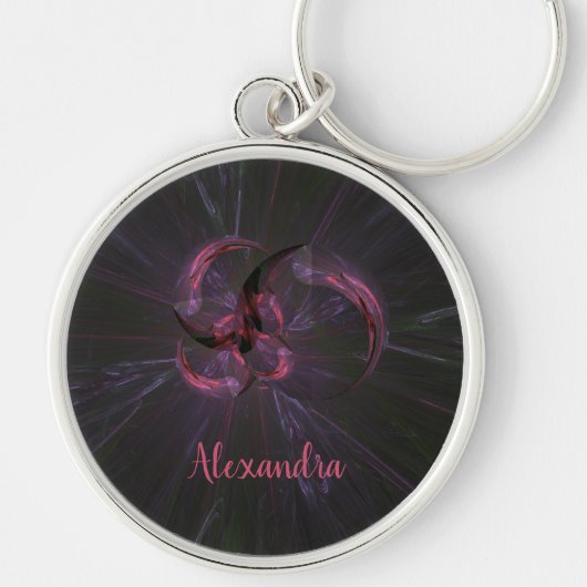 Gothic Anti-V-Day Roze Grey Fractal Art Sleutelhanger (Voorkant)