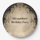 Gothic Arch Black Rose Birthday Papieren Bordje (Voorkant)