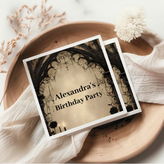 Gothic Arch Black Rose Birthday Servet