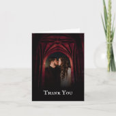 Gothic Arch Elegant Wedding Dark Black Red Bedankkaart (Voorkant)