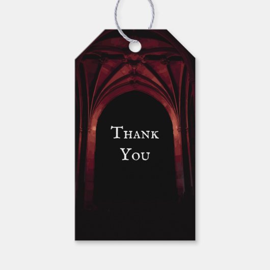 Gothic Arch Elegant Wedding Dark Black Red Cadeaulabel (Voorkant)