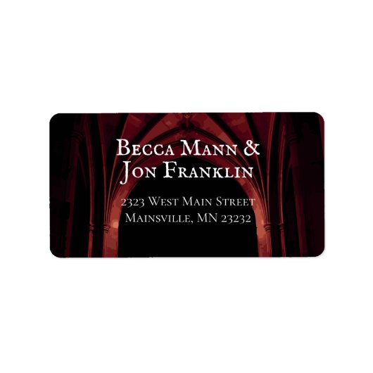 Gothic Arch Elegant Wedding Dark Black Red Etiket (Voorkant)