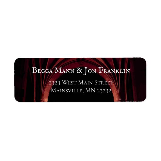 Gothic Arch Elegant Wedding Dark Black Red Etiket (Voorkant)