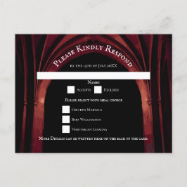 Gothic Arch Elegant Wedding Dark Black Red Feestdagenkaart