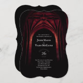 Gothic Arch Elegant Wedding Dark Black Red Kaart (Voorkant / Achterkant)