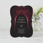 Gothic Arch Elegant Wedding Dark Black Red Kaart (Staand voorkant)