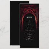 Gothic Arch Elegant Wedding Dark Black Red Menu (Voorkant / Achterkant)