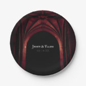 Gothic Arch Elegant Wedding Dark Black Red Papieren Bordje (Voorkant)