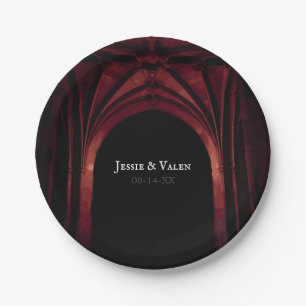 Gothic Arch Elegant Wedding Dark Black Red Papieren Bordje