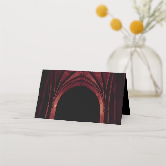 Gothic Arch Elegant Wedding Dark Black Red Plaatskaartje (Voorkant)