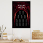 Gothic Arch Elegant Wedding Dark Black Red Poster (Keuken)