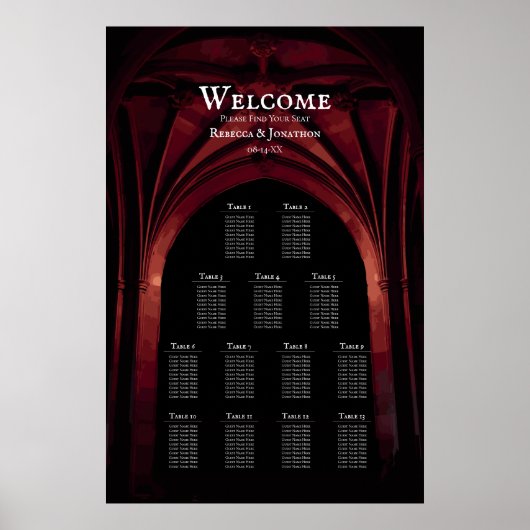 Gothic Arch Elegant Wedding Dark Black Red Poster (Voorkant)