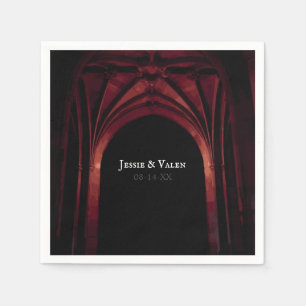 Gothic Arch Elegant Wedding Dark Black Red Servet