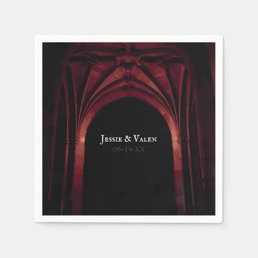 Gothic Arch Elegant Wedding Dark Black Red Servet (Voorkant)