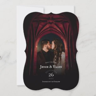 Gothic Arch Elegant Wedding Dark Save the Date Kaart
