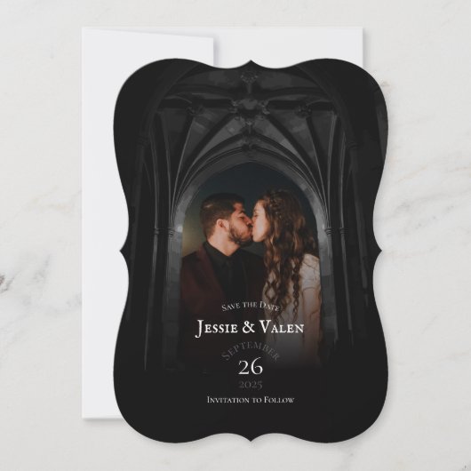 Gothic Arch Elegant Wedding Dark Save the Date Kaart (Voorkant)