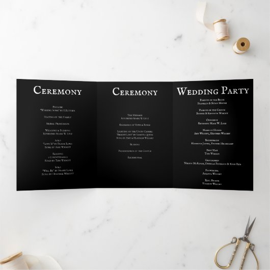Gothic Arch Elegant Wedding Donker Zwart-wit Drieluik Programma (Binnen)