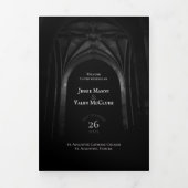 Gothic Arch Elegant Wedding Donker Zwart-wit Drieluik Programma (Cover)