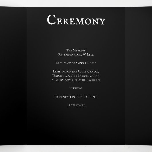 Gothic Arch Elegant Wedding Donker Zwart-wit Drieluik Programma (Binnenkant midden)