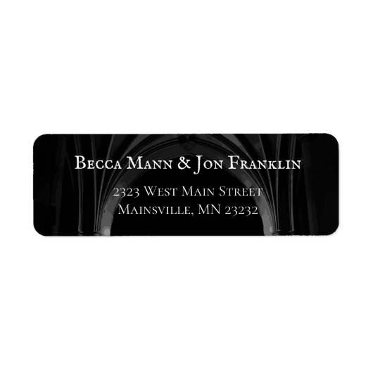 Gothic Arch Elegant Wedding Donker Zwart-wit Etiket (Voorkant)