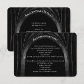 Gothic Arch Elegant Wedding Donker Zwart-wit Informatiekaartje (Voorkant / Achterkant)