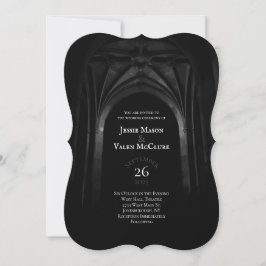 Gothic Arch Elegant Wedding Donker Zwart-wit Kaart