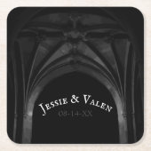 Gothic Arch Elegant Wedding Donker Zwart-wit Kartonnen Onderzetters (Voorkant)