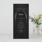 Gothic Arch Elegant Wedding Donker Zwart-wit Menu (Staand voorkant)