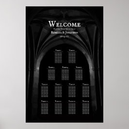 Gothic Arch Elegant Wedding Donker Zwart-wit Poster