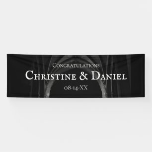 Gothic Arch Elegant Wedding Donker Zwart-wit Spandoek