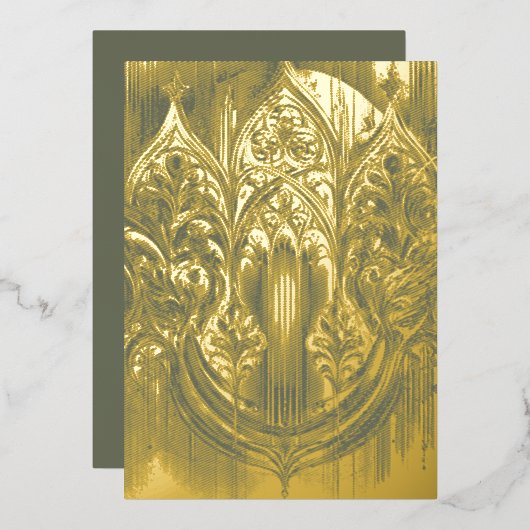 Gothic Arch Gold Foil Holiday Kaart (Voorkant / Achterkant)