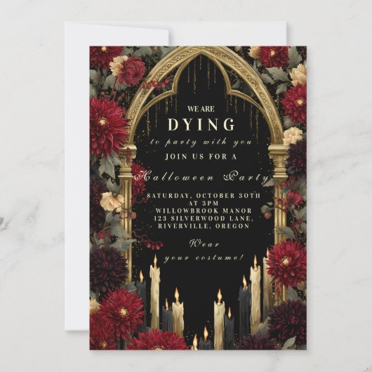 Gothic Arch kaarslicht Halloween Kaart (Voorkant)