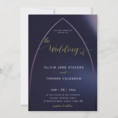 Gothic Arch Moody Paarse minimalist moderne bruilo Kaart (Voorkant)