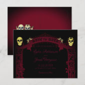 Gothic Arch Trellis en Skulls Wedding Aankondigingskaart (Voorkant / Achterkant)