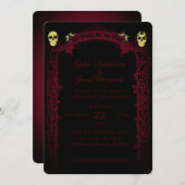 Gothic Arch Trellis en Skulls Wedding Kaart (Voorkant / Achterkant)