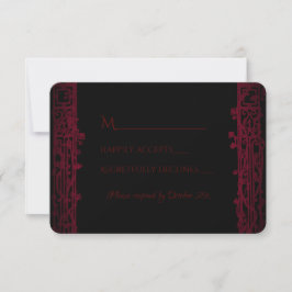 Gothic Arch Trellis en Skulls Wedding RSVP Kaartje